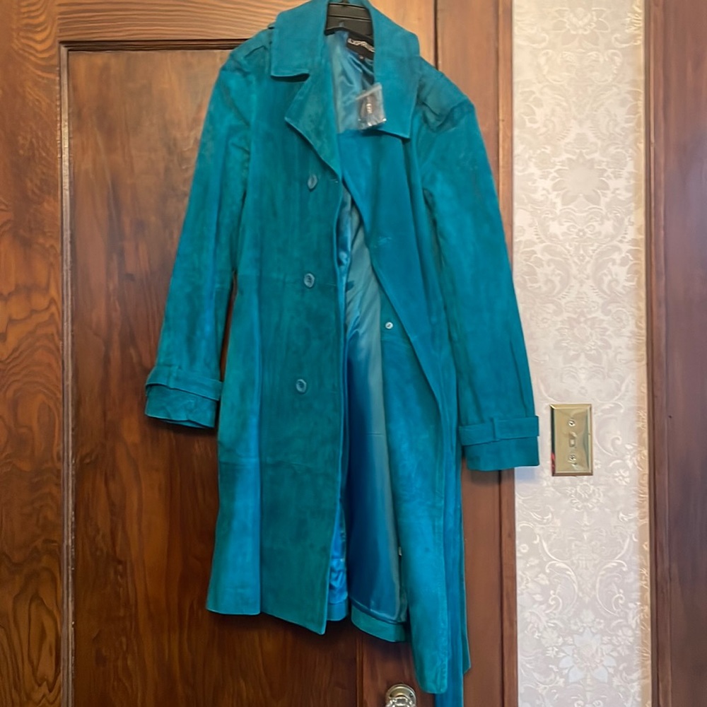 Blue suede coat